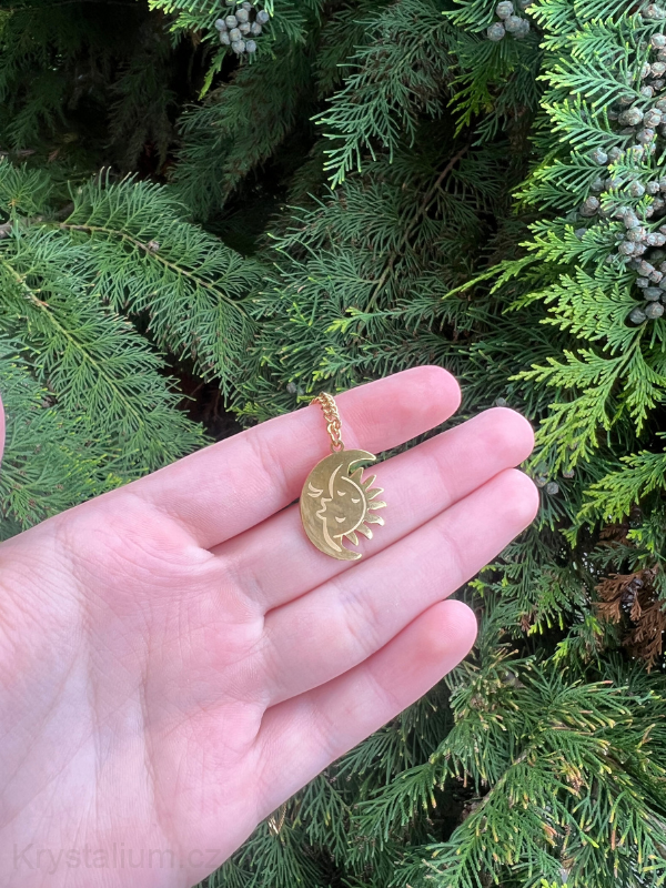 náhrdelník Měsíc/Slunce paprsky žl