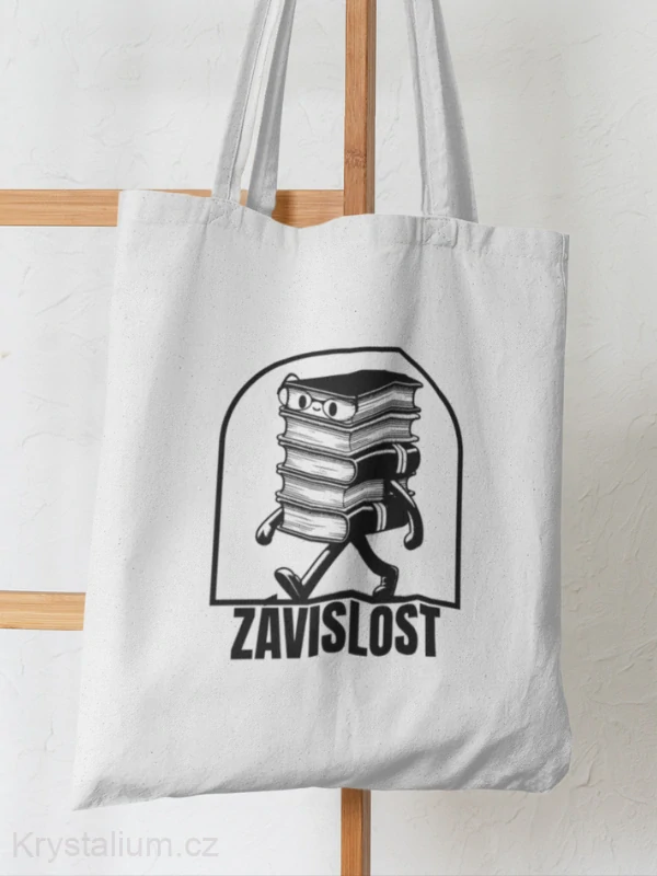 KNÍŽKA ZÁVISLOST plátěná taška BÍLÁ