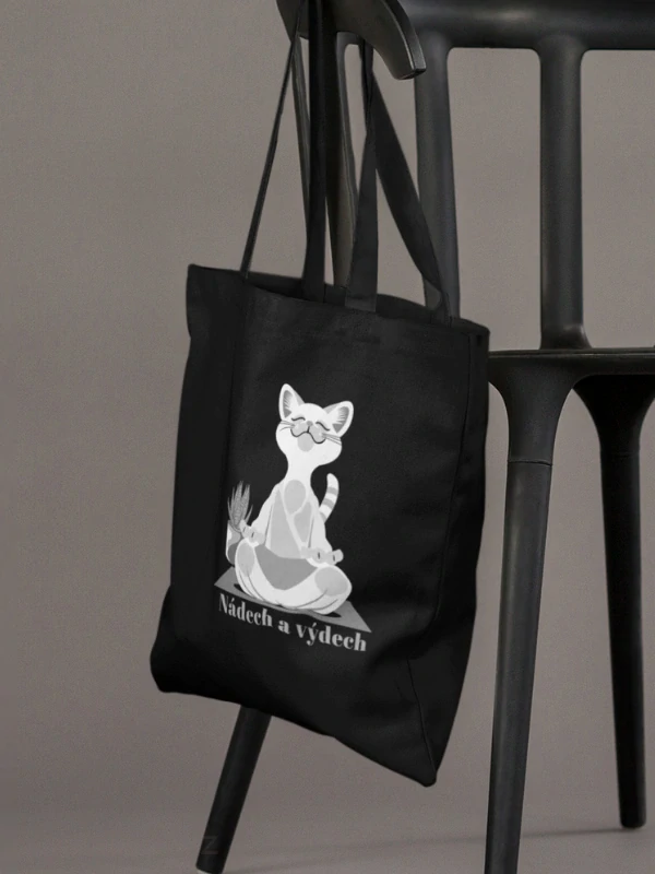 NÁDECH A VÝDECH plátěná taška ČERNÁ