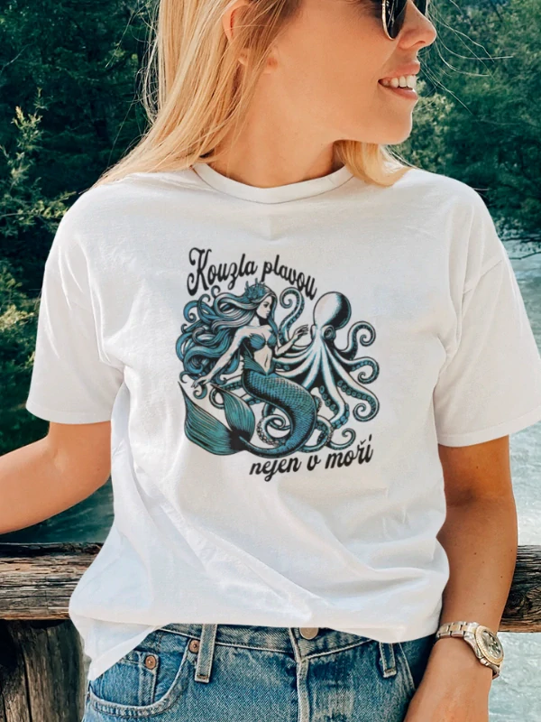 KOUZLA PLAVOU tričko BÍLÉ