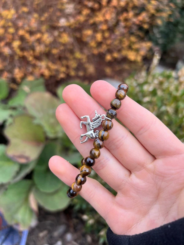 Jednorožec fantasy Tygří oko náramek 6mm