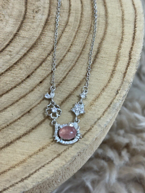 Náhrdelník kočička JAHODOVÝ KŘEMEN