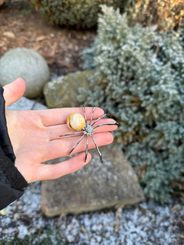 Mokait PAVOUK konkrétní kus stříbrný