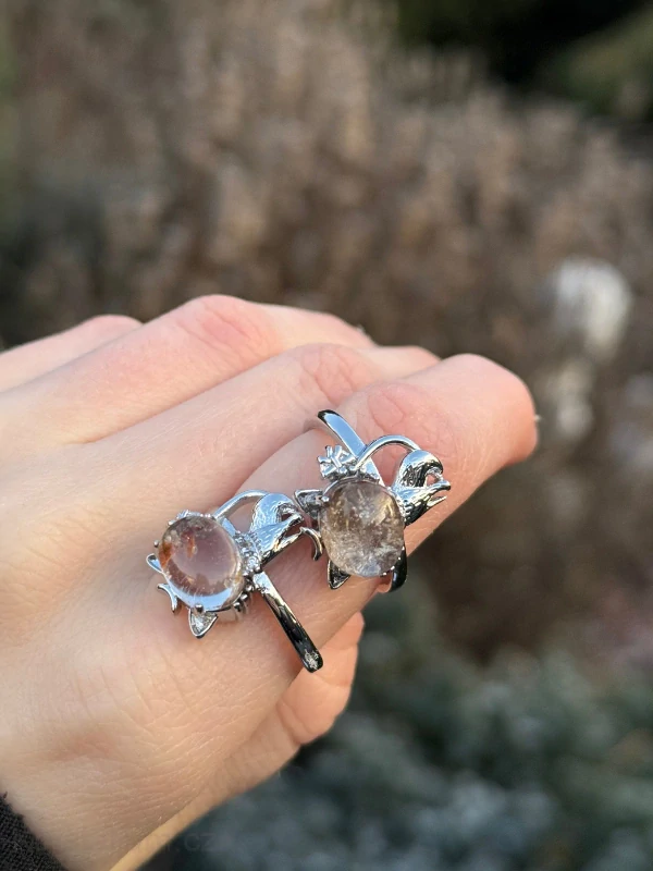 Křišťál s rutilem KOČKA prstýnek nastavitelná velikost