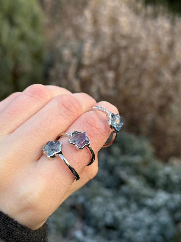 Fluorit HVĚZDIČKA prstýnek nastavitelná velikost
