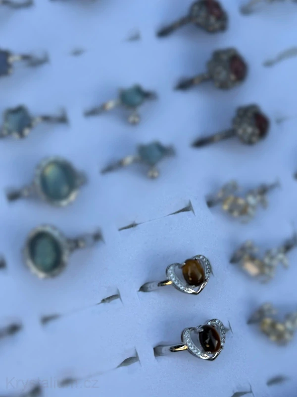 Tygří oko SRDCE prstýnek nastavitelná velikost